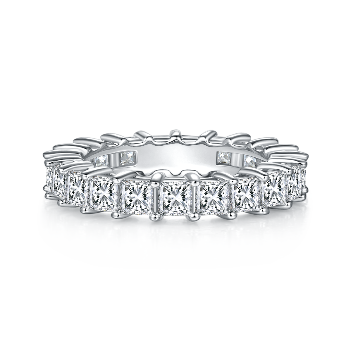 Zhengfang Full Body Ring S925 Silver Plated Platinum Moissanite Women's Ring 6.6 Carat D-Class